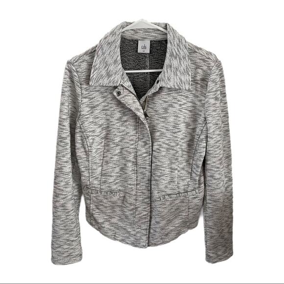 Cabi Neo Moto Jacket Womens Medium Heather Gray French Terry Zip Up Casual Biker - Picture 1 of 12